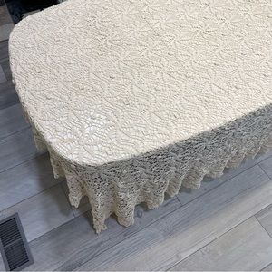 Handmade Crochet Tablecloth 78” x 78” Square Table Topper Heavy Large Bed Cover